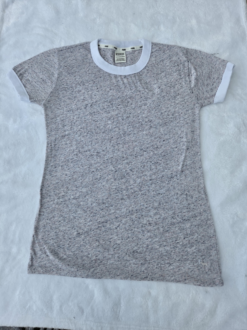 Victoria's Secret Heather Gray Ringer Tee with White Trim